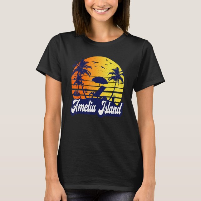 Amelia Island Florida Sunset Beach Retro T Shirt (Framsida)