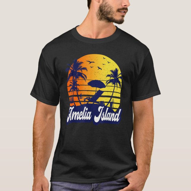 Amelia Island Florida Sunset Beach Retro T Shirt (Framsida)