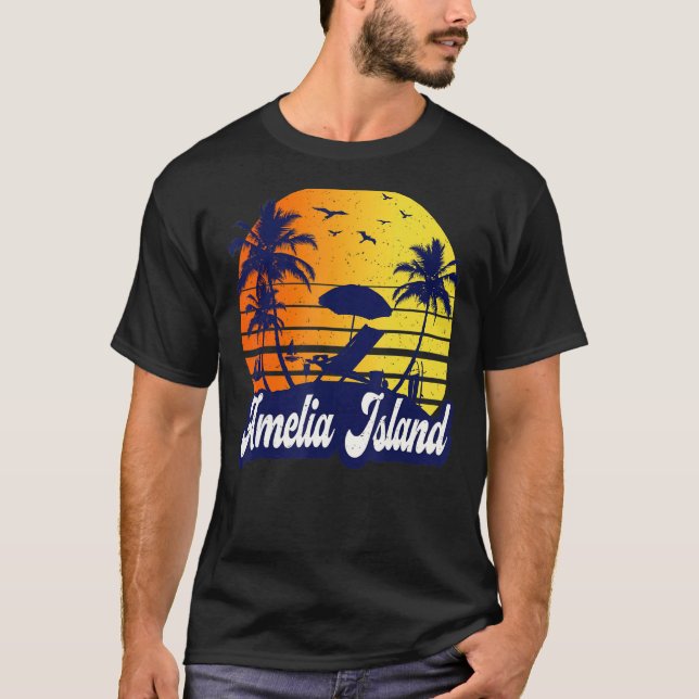 Amelia Island Florida Sunset Beach Retro T Shirt (Framsida)