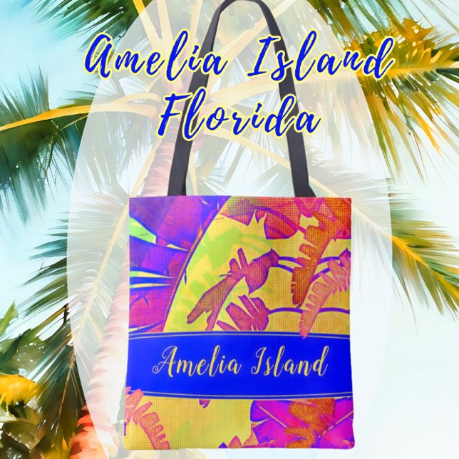 Amelia Island Florida Tropical Beach Vacation Tygkasse (Pretty Amelia Island bag. Easily change the text if you wish to personalize. Great souvenir!)