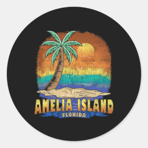 Amelia Island Florida Vintage Distress Souvenir Runt Klistermärke