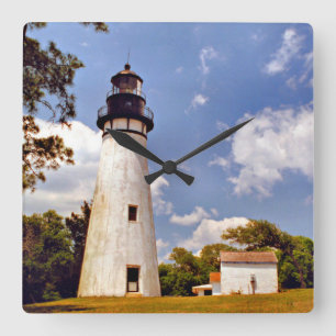 Amelia Island fyr Florida Square Wall Clock Fyrkantig Klocka