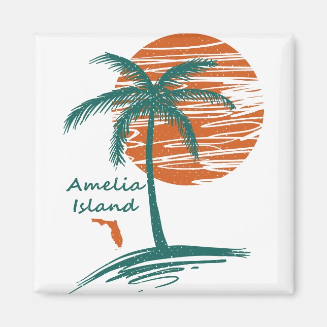 Amelia Island Handflatan Träd Magnet (Framsidan)