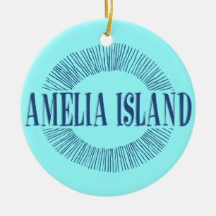 Amelia Island i blått med soldesign Julgransprydnad Keramik