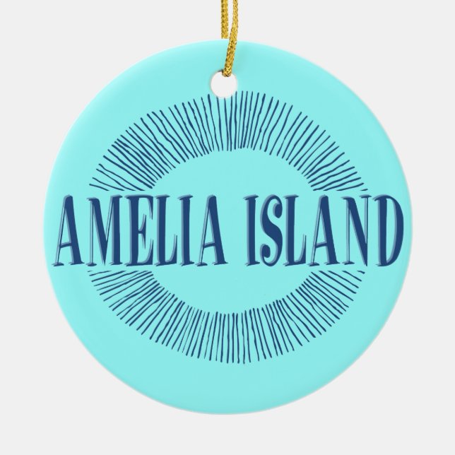 Amelia Island i blått med soldesign Julgransprydnad Keramik (Framsidan)
