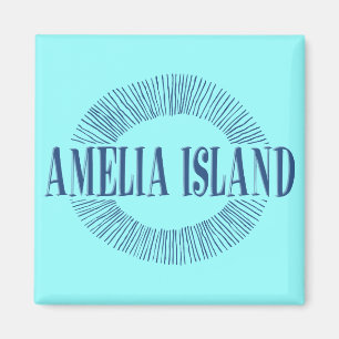 Amelia Island i blått med soldesign Magnet