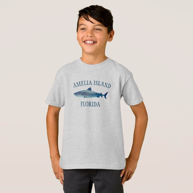 Amelia Island Shark Kid T-Shirt (Hel framsida)