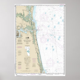 Amelia Island till St Augustine Florida Karta 1148 Poster