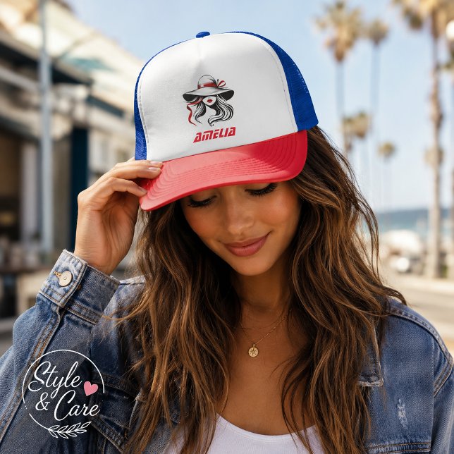 Amelia Namn Text Märke Mode Trucker Hatt Keps (Amelia Name Text Mark Fashion Trucker Hat)