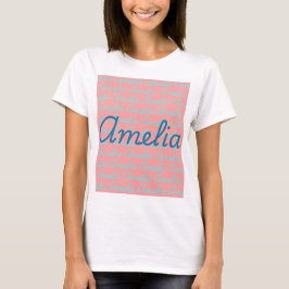 Amelia Namnteckning Namn Mönster T Shirt