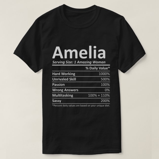 AMELIA Nutrition Personlig Namn Funny jul T Shirt (Design framsida)