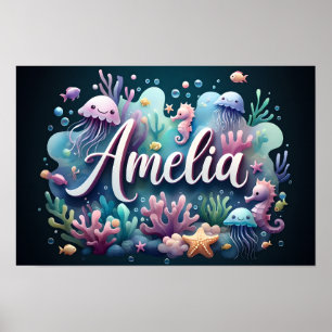 Amelia Ocean Nursery Underwater Animals Poster