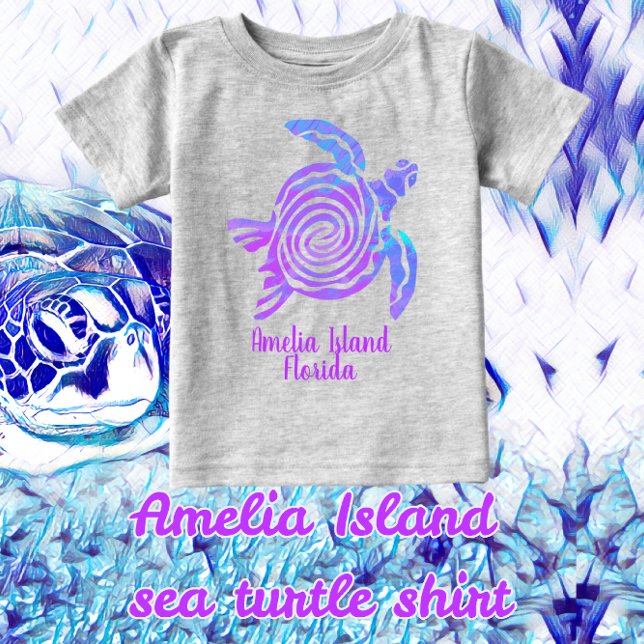 Amelia-ön Florida Färg Blast Sea Turtle Baby T Shirt (Skapare uppladdad)