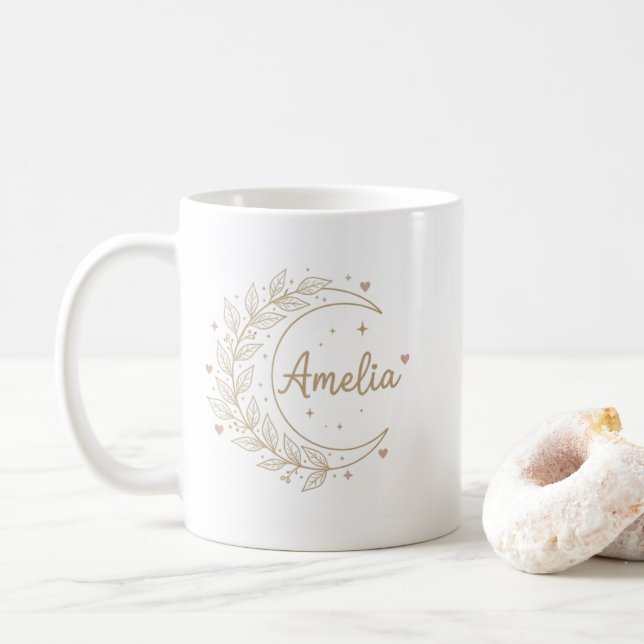Amelia Personalised Name Mug - Elegant Celestial  Kaffemugg (Med munk)