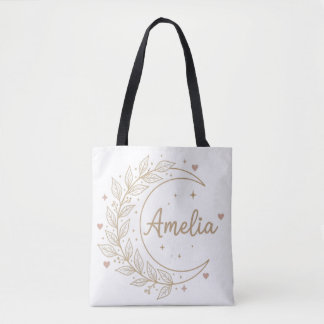 Amelia Personalized Tote Bag - Elegant Celestial  Tygkasse