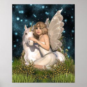 Amelia Ro Fairy och Unicorn Poster