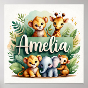 Amelia Safari Nursery Wall Art Poster