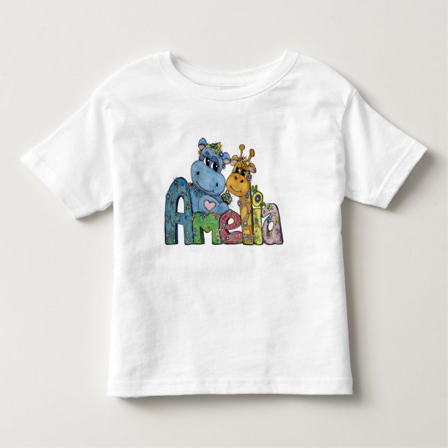 Amelia shirt med Hippo och Giraffe Art T (Framsida)