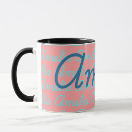 Amelia Signatur Namn Mönster Design  Mugg