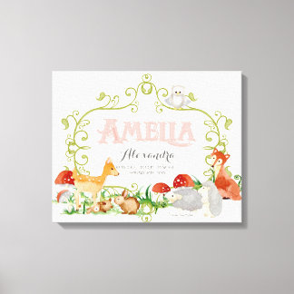 Amelia Top 100 Barn namn Girls Newborn Nursery Canvastryck