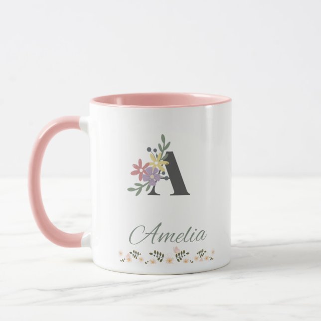 Amelias Elegant Rosa Blommigt Coffee Mugg (Vänster)
