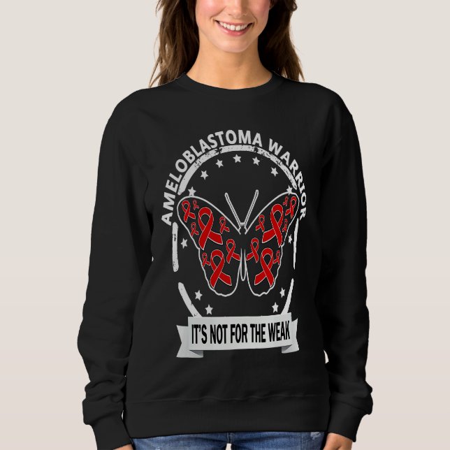 Ameloblastoma Warrior red ribbon butterfly awarene T Shirt (Framsida)