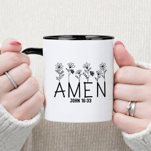 Amen Bibelvers Kristet Kaffe Mugg