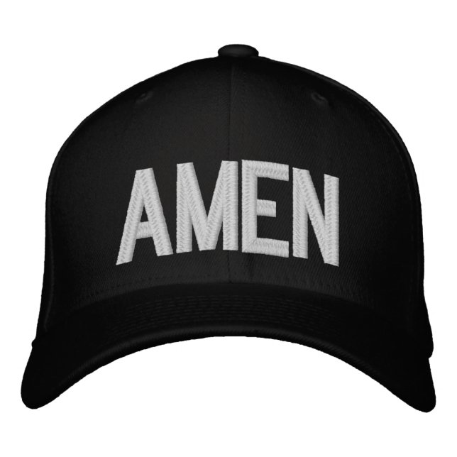 AMEN Enkel Fet Text Kristen Tro 3 Broderad Keps (Framsida)