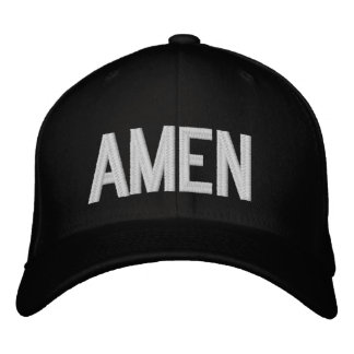 AMEN Enkel Fet Text Kristen Tro 3 Broderad Keps