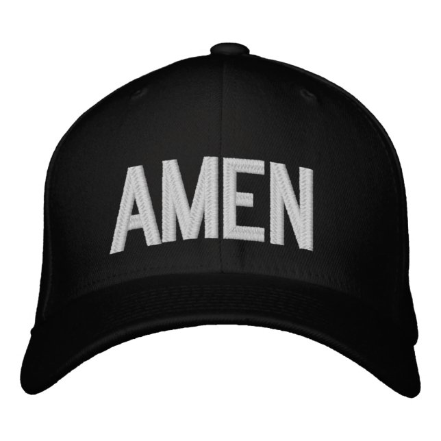AMEN Enkel Fet Text Kristen Tro 3 Broderad Keps (Framsida)