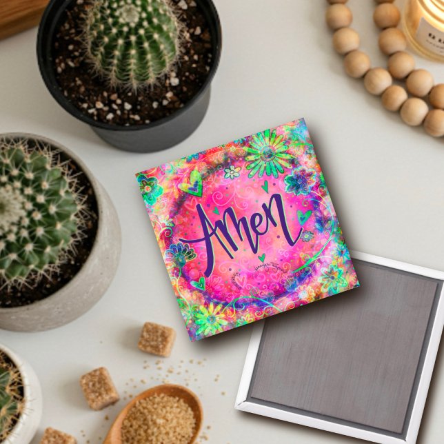 Amen Rosa Blommigt Hearts Söt Viktigt Trendig Magnet (Skapare uppladdad)