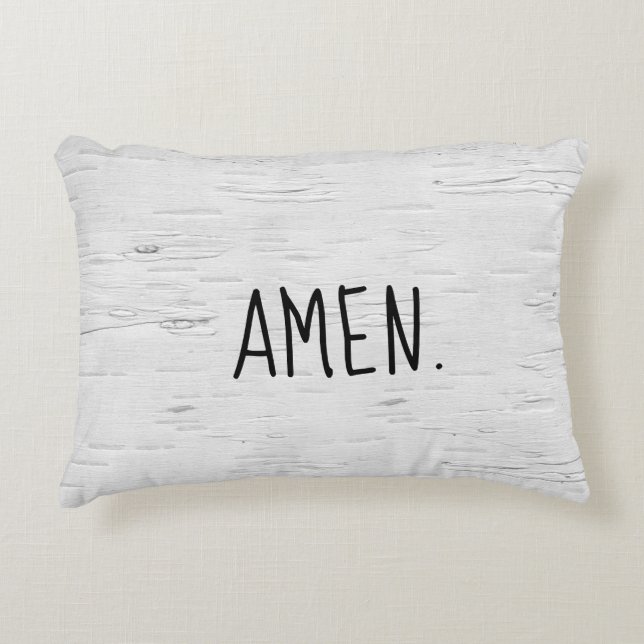 AMEN-text på björkträds accentkudde Prydnadskudde (Framsidan)