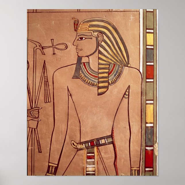 Amenhotep II med en ankh som höjts till hans läppa Poster (Framsidan)