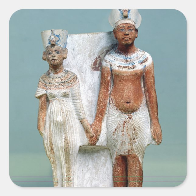 Amenophis IV och Nefertiti Fyrkantigt Klistermärke (Framsida)