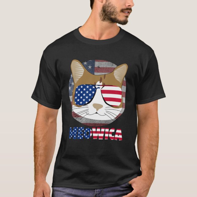 Ameowica  Cat American Meow Kitty Cute Kitten T Shirt (Framsida)