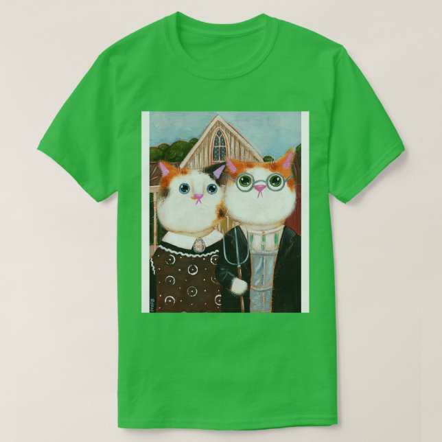 Ameowican Gothic T Shirt (Design framsida)
