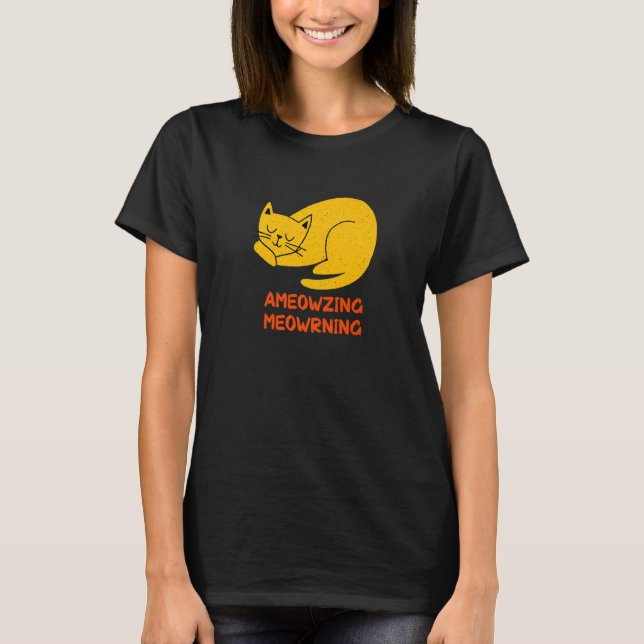 Ameowing Meowrning Cat Mamma Vacker Cat Pappa Cute T Shirt (Framsida)