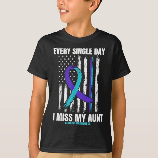 Amer för förebyggande av Lila Moster Suicide Aware T Shirt (Framsida)