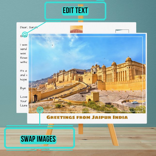 Amer Fort i Jaipur India Vykort (Please enjoy our postcard)