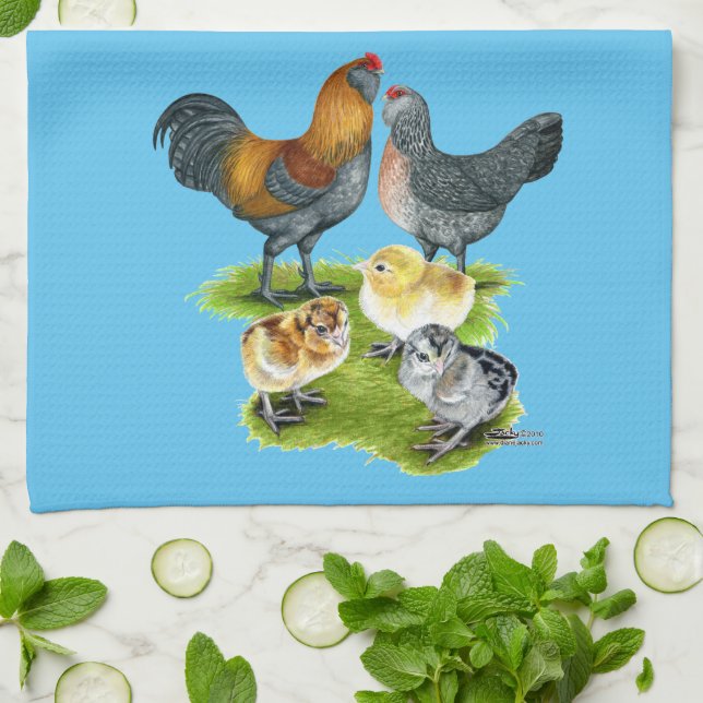 Ameraucana Kycklingfamilj Kökshandduk (Vikta)