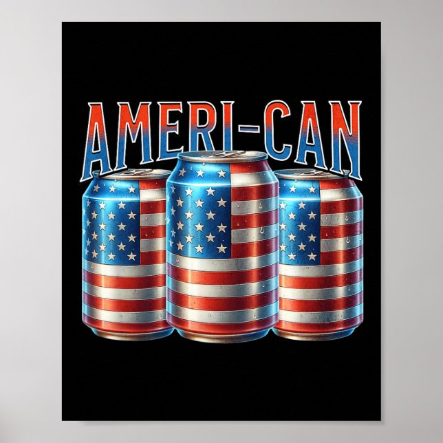 Ameri-can Rolig Ölburk Flagg Patriotisk 4:e Juli Poster (Framsidan)