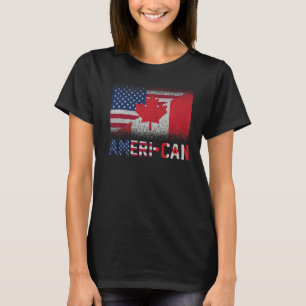 Ameri Can US Eh America Canada Flagga American Can T Shirt