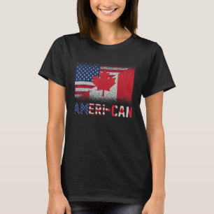 Ameri Can US Eh America Canada Flagga American Can T Shirt
