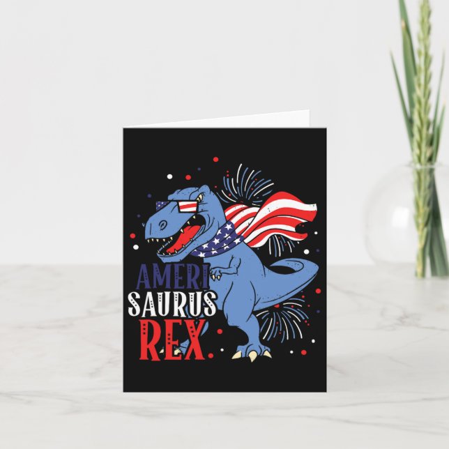 Ameri Saurus Rex 4:e juli Dinosaur Independence Kort (Framsida)