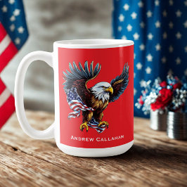 Ameriansk Vitörnad Patriotisk USA Flagga 4 Juli Kaffemugg