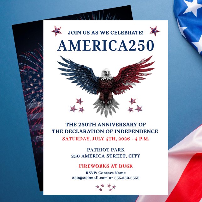 AMERICA250 PARTY JULY 4TH CELEBRATION ON WHITE INBJUDNINGAR (AMERICA250 PARTY JULY 4TH CELEBRATION ON WHITE INVITATION)