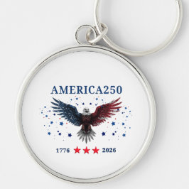 AMERICA250 Självständighetsdagen 1776 - 2026 Rund Silverfärgad Nyckelring