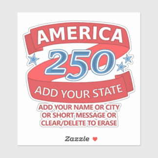 America 250 Add State And Text Patriotic Promo Klistermärken