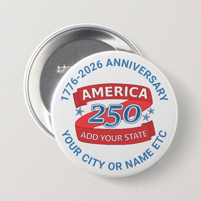 America 250 Add State Cool Anniversary Collectible Knapp (Framsida & baksida)