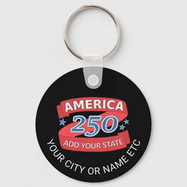 America 250 Add State Create Your Own Patriotic Nyckelring (Framsida)
